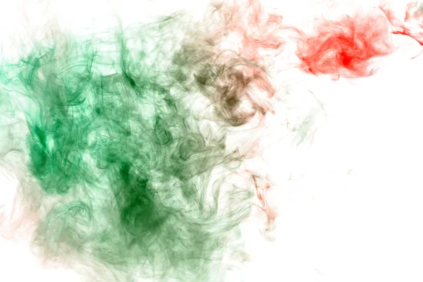 Grüner und roter Rauch auf weißem Hintergrund. Druck für Kleidung. di — Stockfoto