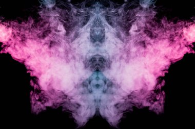 Korku i şeklinde farklı mavi, kırmızı ve pembe renklerde Duman