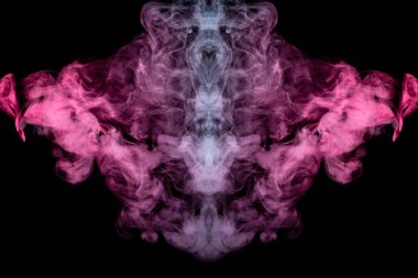 Korku i şeklinde farklı mavi, kırmızı ve pembe renklerde Duman