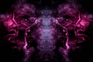 Korku i şeklinde farklı mavi, kırmızı ve pembe renklerde Duman