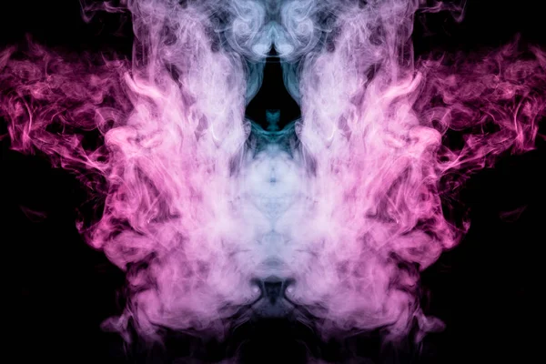 Smoke of different blue, red and pink colors in form of horror i — Stock Photo, Image