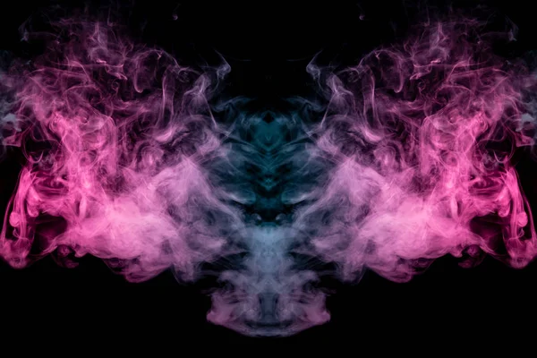 Korku i şeklinde farklı mavi, kırmızı ve pembe renklerde Duman