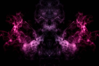 Korku i şeklinde farklı mavi, kırmızı ve pembe renklerde Duman