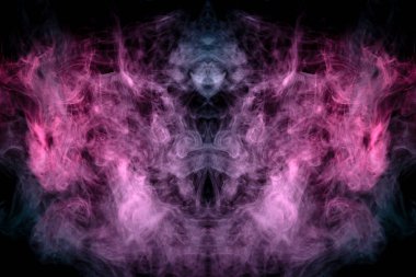 Korku i şeklinde farklı mavi, kırmızı ve pembe renklerde Duman