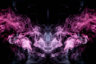 Korku i şeklinde farklı mavi, kırmızı ve pembe renklerde Duman