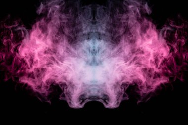 Korku i şeklinde farklı mavi, kırmızı ve pembe renklerde Duman