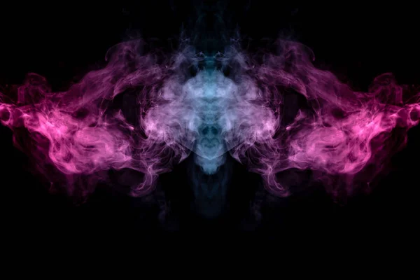 Smoke of different blue, red and pink colors in form of horror i — Stock Photo, Image