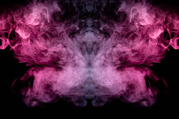 Smoke of different blue, red and pink colors in form of horror i — Stock Photo, Image