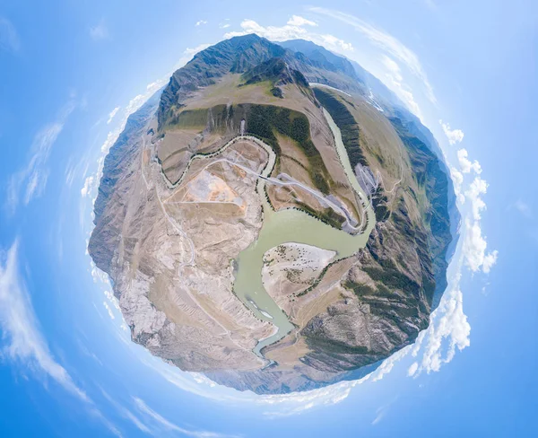 Aerial view of planet earth with the image of nature and picture