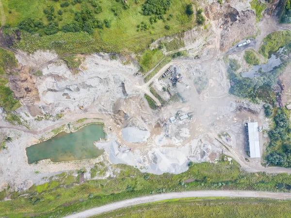 Aerial view of a small plant for the production and cleaning rub — Stock Photo, Image