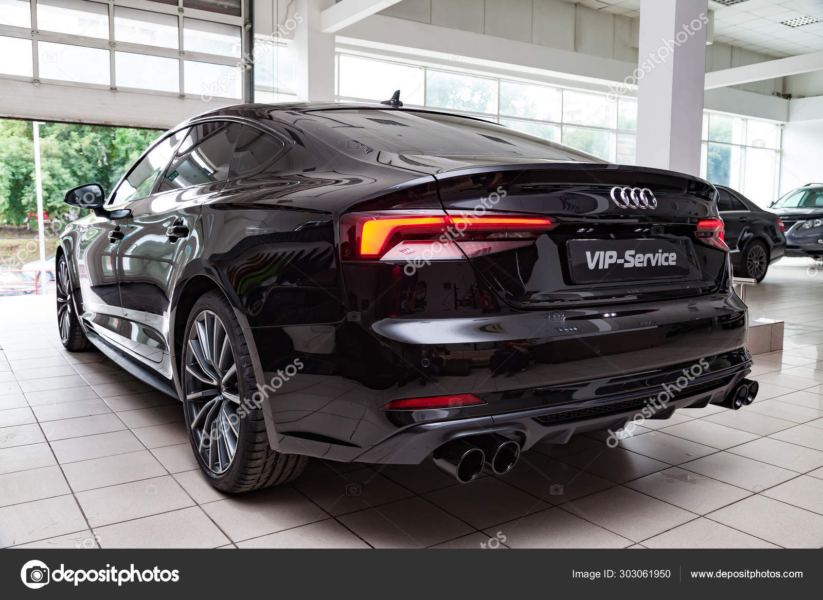 Rear view of the 2019 Audi A5 Sportback prepared for sale and e Stock