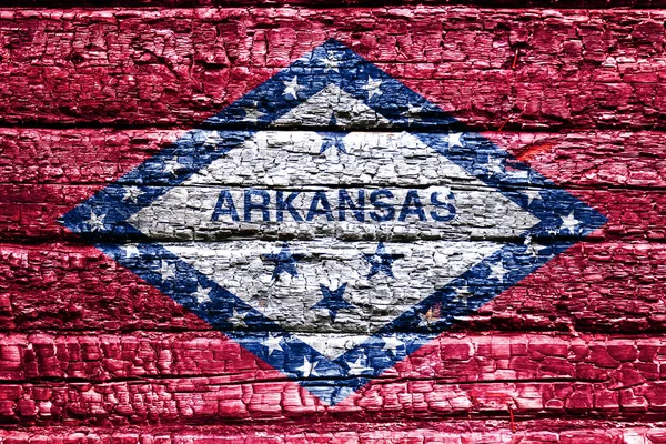 The national flag of the US state Arkansas in against a black ch
