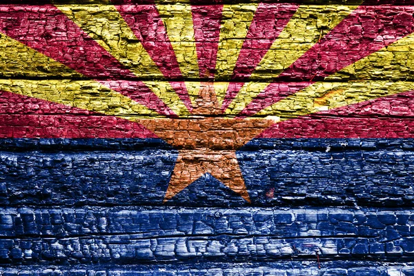 The national flag of the US state Arizona in against a black cha