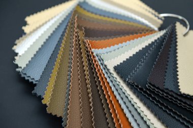 Farklı hakiki deri malzeme örnekleri ile bir katalog