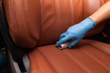 Applying a nano-ceramic coating for interior Leather on the car'