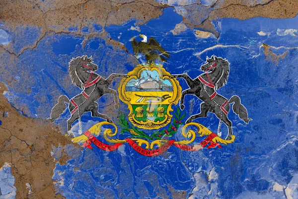 Пенсільванія грандж, пошкоджений, подряпини, старий стиль прапор держави на w — стокове фото