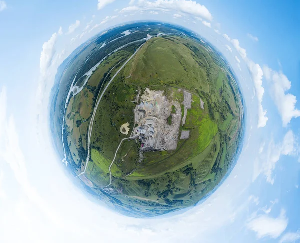 Aerial view 360 panoráma külszíni bányászati kőfejtők ásványi anyagok értelem — Stock Fotó