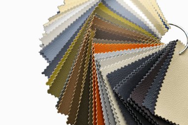 Farklı hakiki deri malzeme örnekleri ile bir katalog