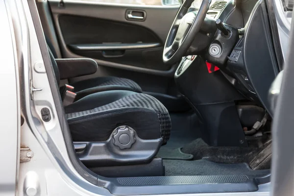 Assentos Dianteiros Confortáveis Dentro Carro Motorista Passageiro Amarrados Veludo Azul — Fotografia de Stock