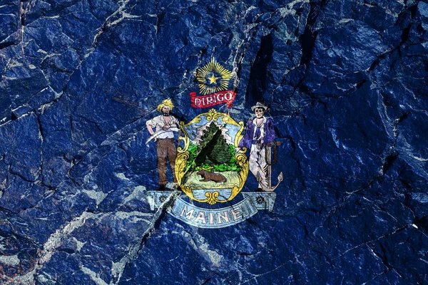 Maine Usa Flaga Narodowa Herbem Niebieskim Tle Dzień Niepodległości Namalowany — Zdjęcie stockowe