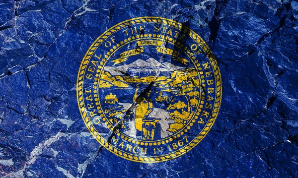 Bandeira Nacional Nebraska Uma Tela Azul Com Centro Selo Estatal — Fotografia de Stock