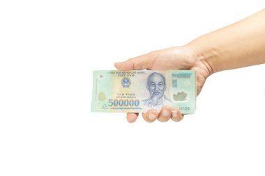 kırpma yolu Vietnam yandan (Sosyalist Cumhuriyeti Vietnam), Dong, Vnd, ödeme, para değişimi beyaz arka plan üzerinde izole para.