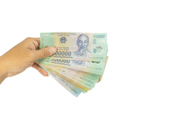 Para Vietnam yandan (Sosyalist Cumhuriyeti Vietnam), Dong, Vnd, ödeme, beyaz arka plan üzerinde izole para değişimi.