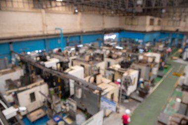 Soyut bulanıklık ve bokeh fabrika, sanayi, inşaat, arka plan işlemleri, depo, ekipman, jeneratör, torna.