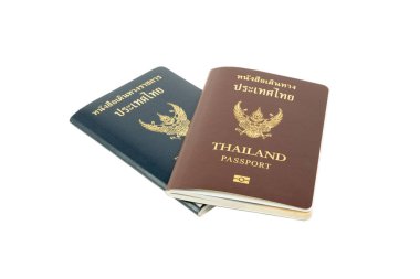 kırpma yolu Tayland pasaportu ve Resmi passsport beyaz arka plan izole.