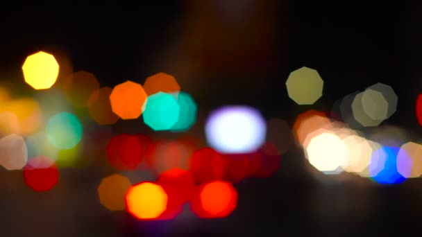 Luces Coloridas Abstractas Desenfoque Hermoso Enneagon Vintage Pentágono Bokeh Coche — Vídeos de Stock