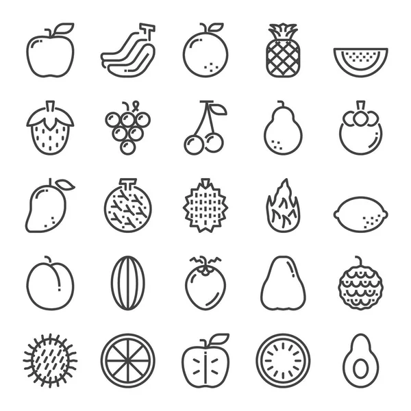Fruit Pixel Perfect Icons Vector Line Editable Stroke 48X48 — Stock Vector