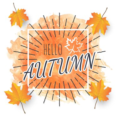 Merhaba, vektör afiş ile sonbahar yaprak
