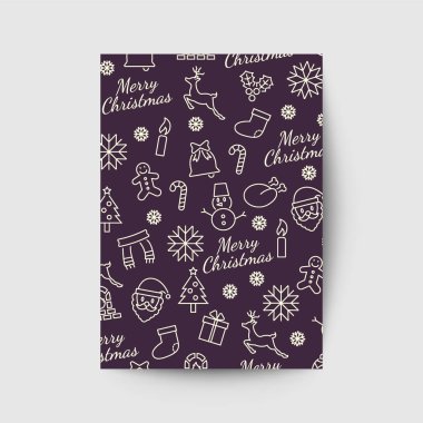 neşeli Noel tebrik kartı şablonu, vektör tasarımı