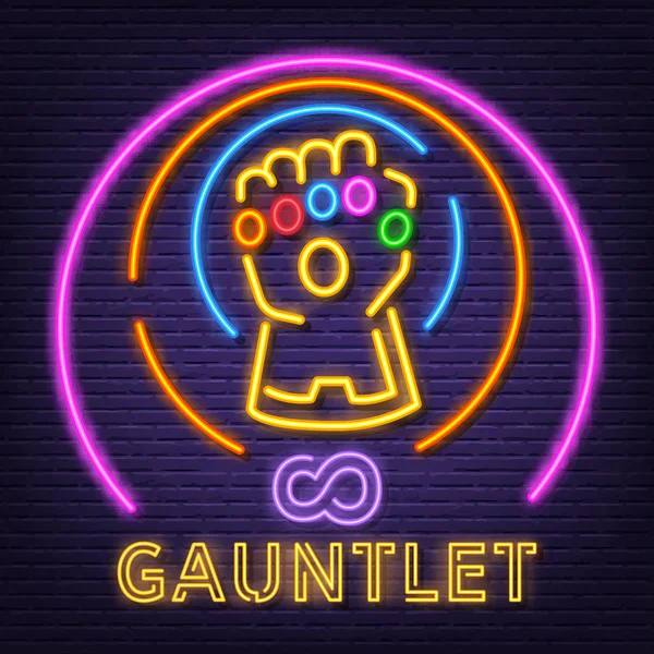 Gauntlet neon jelzőtábla — Stock Vector