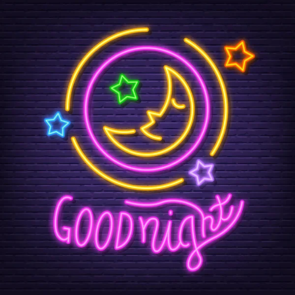 Good night neon signboard — Stock Vector