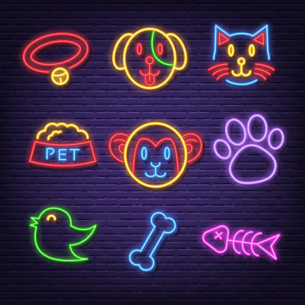 PET Neon ikony — Wektor stockowy