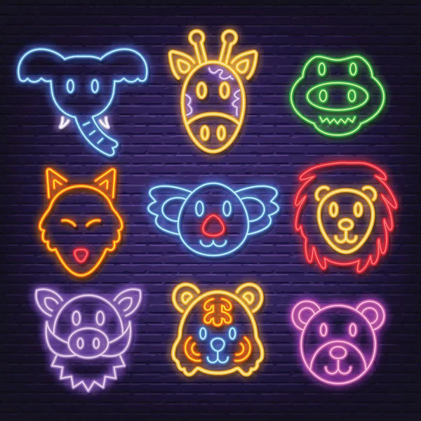 Animal Neon Ikonen — Stockvektor