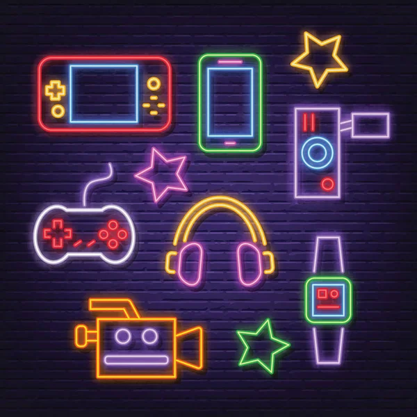 Gadget Iconos de neón — Vector de stock