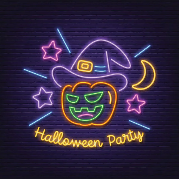 Halloween partij Neon uithangbord — Stockvector