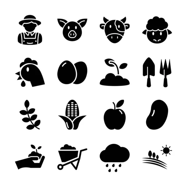 Agriculture solid icons — Stock Vector