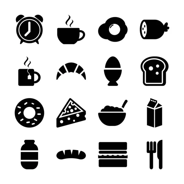 Desayuno iconos sólidos — Archivo Imágenes Vectoriales