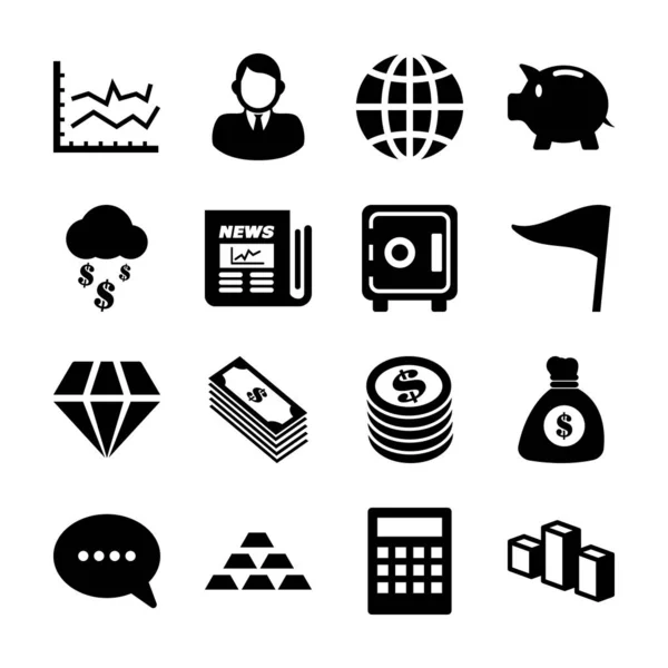 Iconos sólidos de negocios — Vector de stock