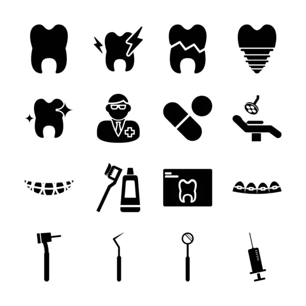 Iconos sólidos dentales — Vector de stock