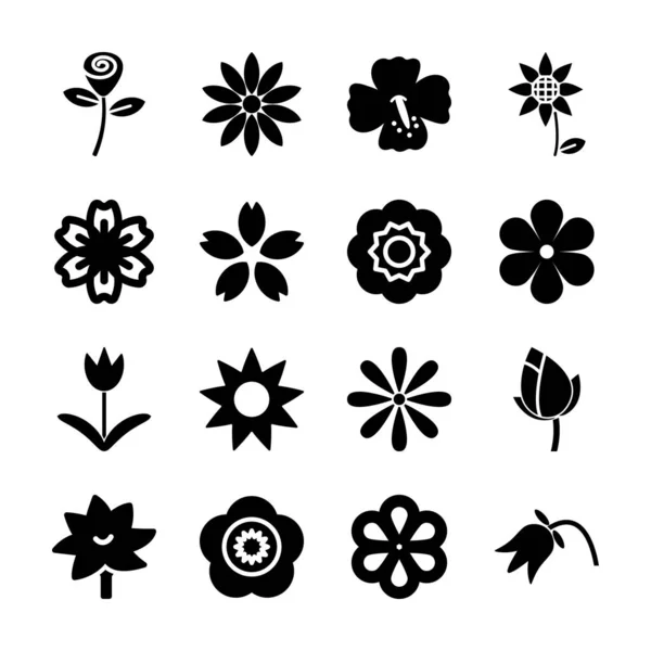 Flor sólida icono — Vector de stock