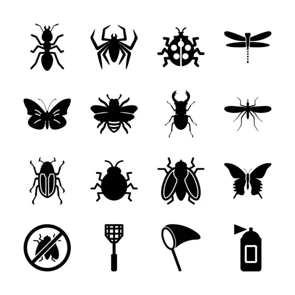 Insect solid icons — Stock Vector