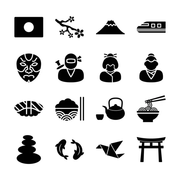 Japanse solide iconen — Stockvector
