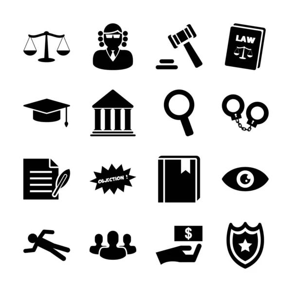 Law solid icons — Stock Vector