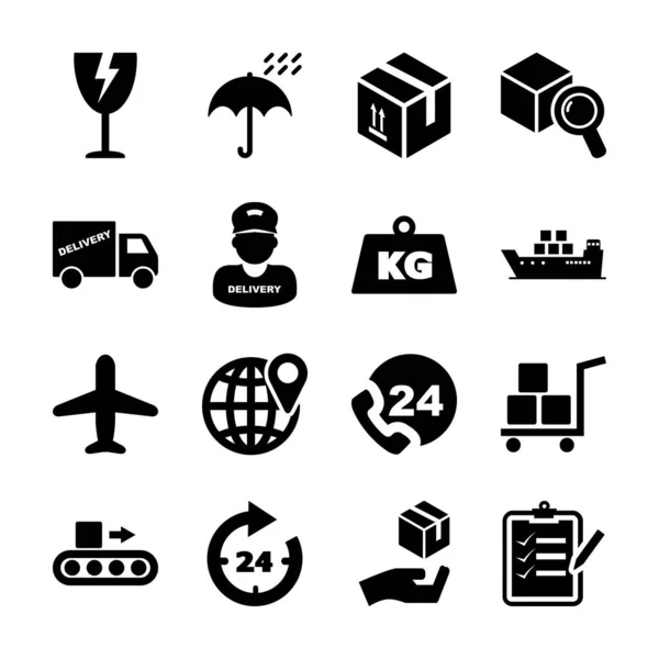 Iconos sólidos logísticos — Vector de stock