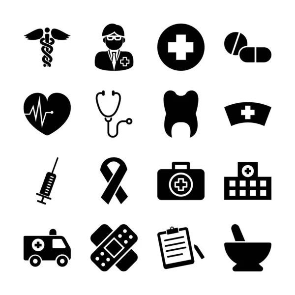 Iconos sólidos médicos — Vector de stock