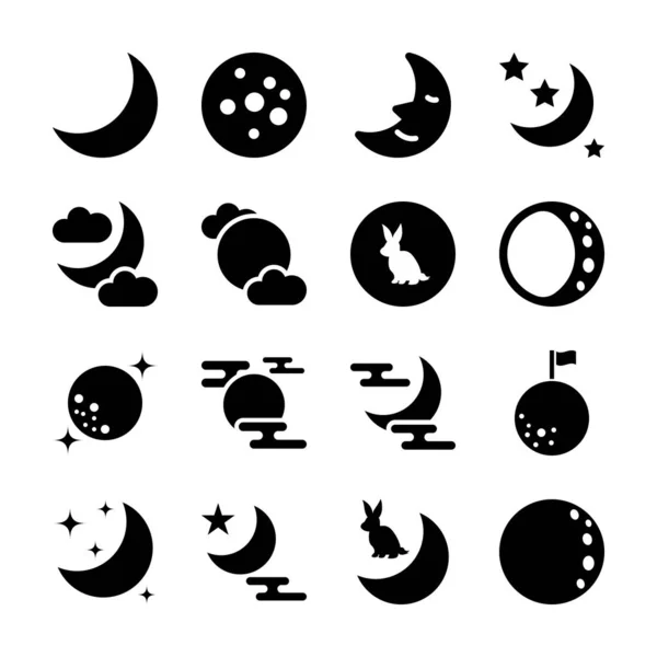 Luna iconos sólidos — Vector de stock